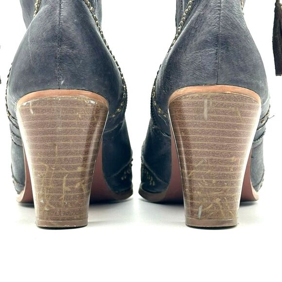 Dingo Leather Boots Studded Grey Tassel Zip Up Country Western Women's Size 10 - Picture 9 of 12